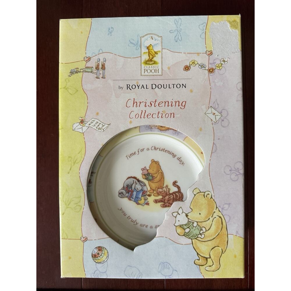 2001 Disney Christening Collection Royal Doulton Winnie the Pooh 3 pcs Mug Plate
